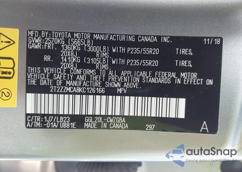 2019 Lexus Rx 350 z USA, uszkodzony, nr VIN 2T2ZZMCA8KC126166